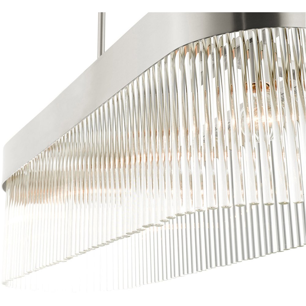 Nickel Four Light Metal Dimmable Chandelier With Shades