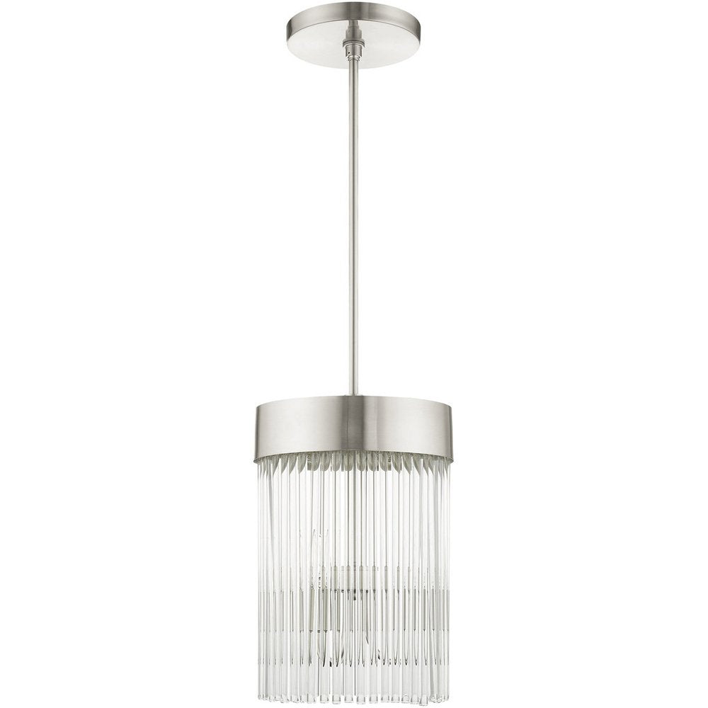 Nickel Three Light Metal Dimmable Chandelier With Shades