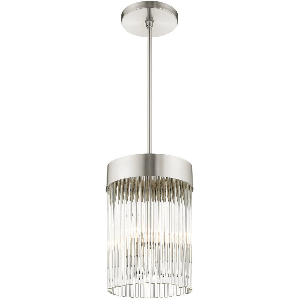 Nickel Three Light Metal Dimmable Chandelier With Shades