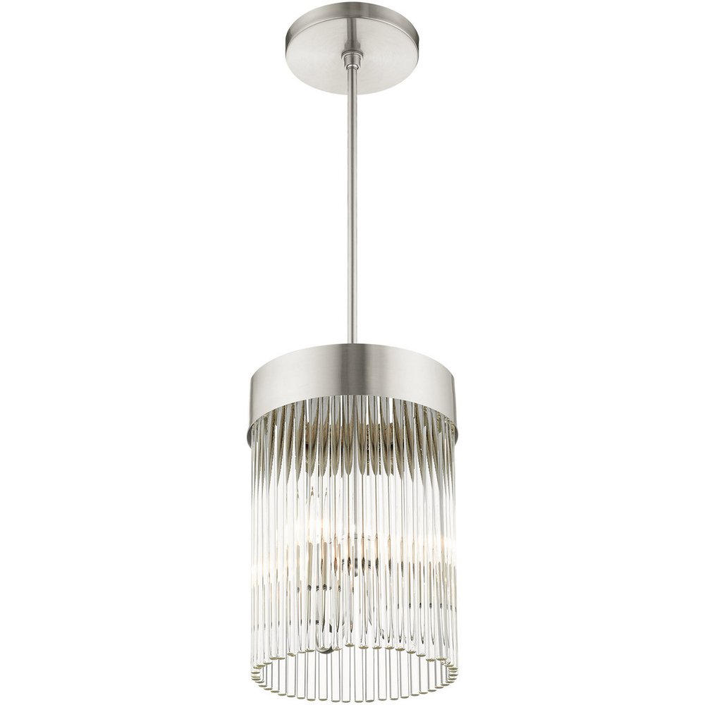 Nickel Three Light Metal Dimmable Chandelier With Shades