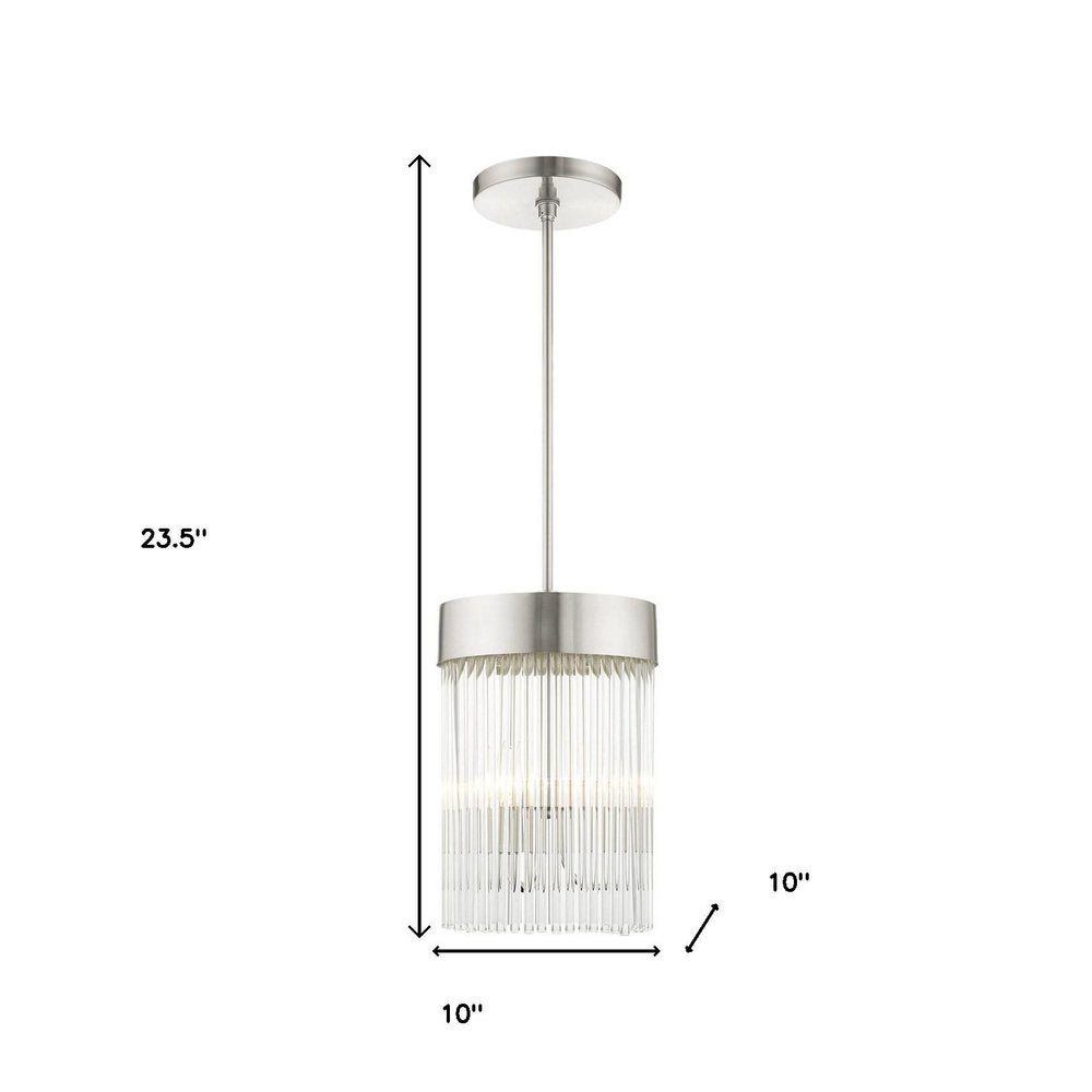 Nickel Three Light Metal Dimmable Chandelier With Shades