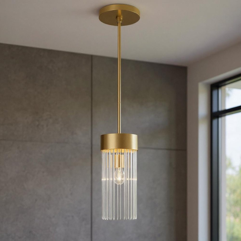 Gold Metal Dimmable Chandelier With Shades