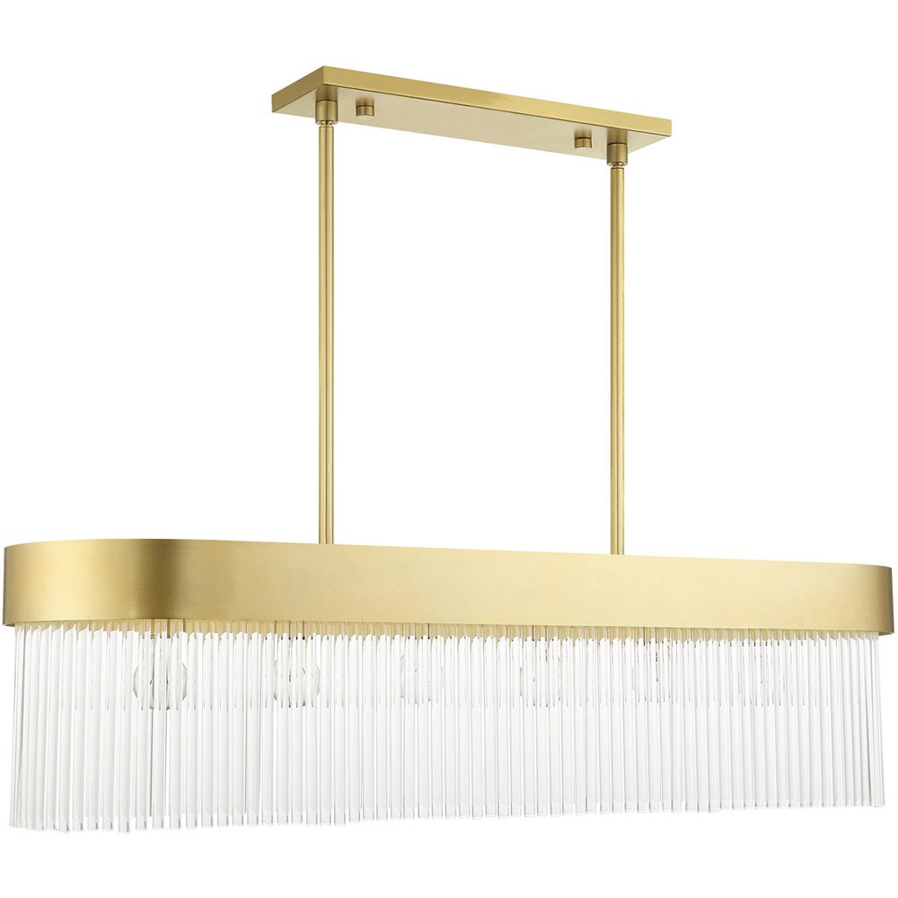 Gold Six Light Metal Dimmable Chandelier With Shades