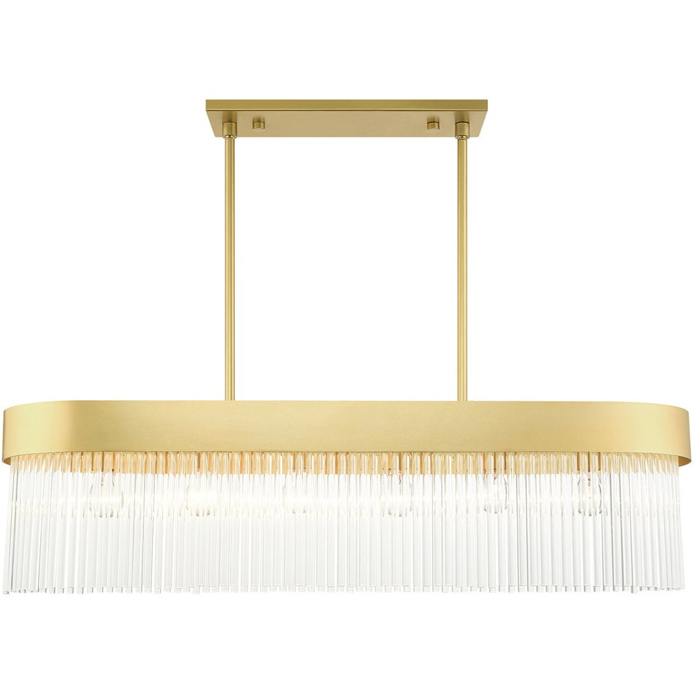 Gold Six Light Metal Dimmable Chandelier With Shades