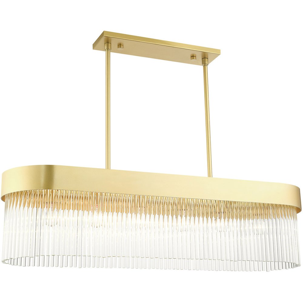 Gold Six Light Metal Dimmable Chandelier With Shades
