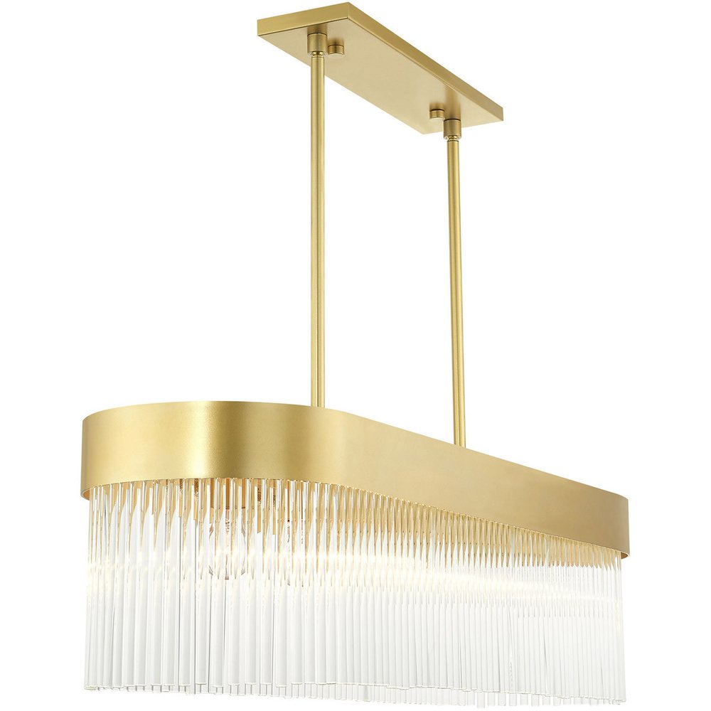 Gold Six Light Metal Dimmable Chandelier With Shades