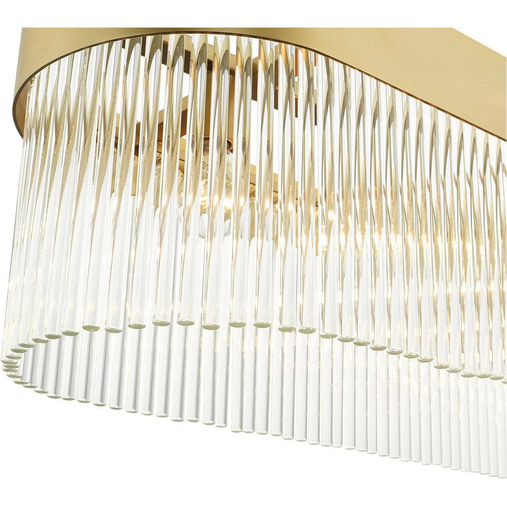 Gold Six Light Metal Dimmable Chandelier With Shades