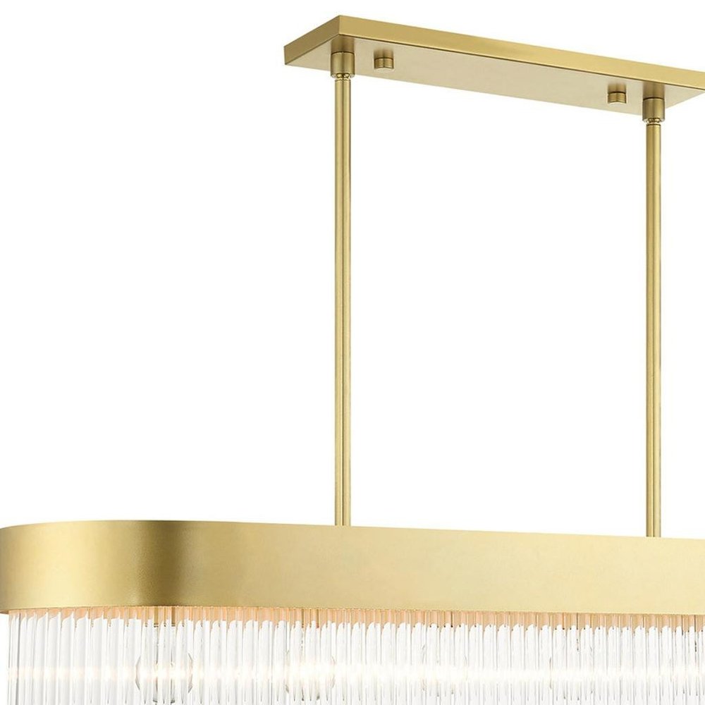 Gold Six Light Metal Dimmable Chandelier With Shades
