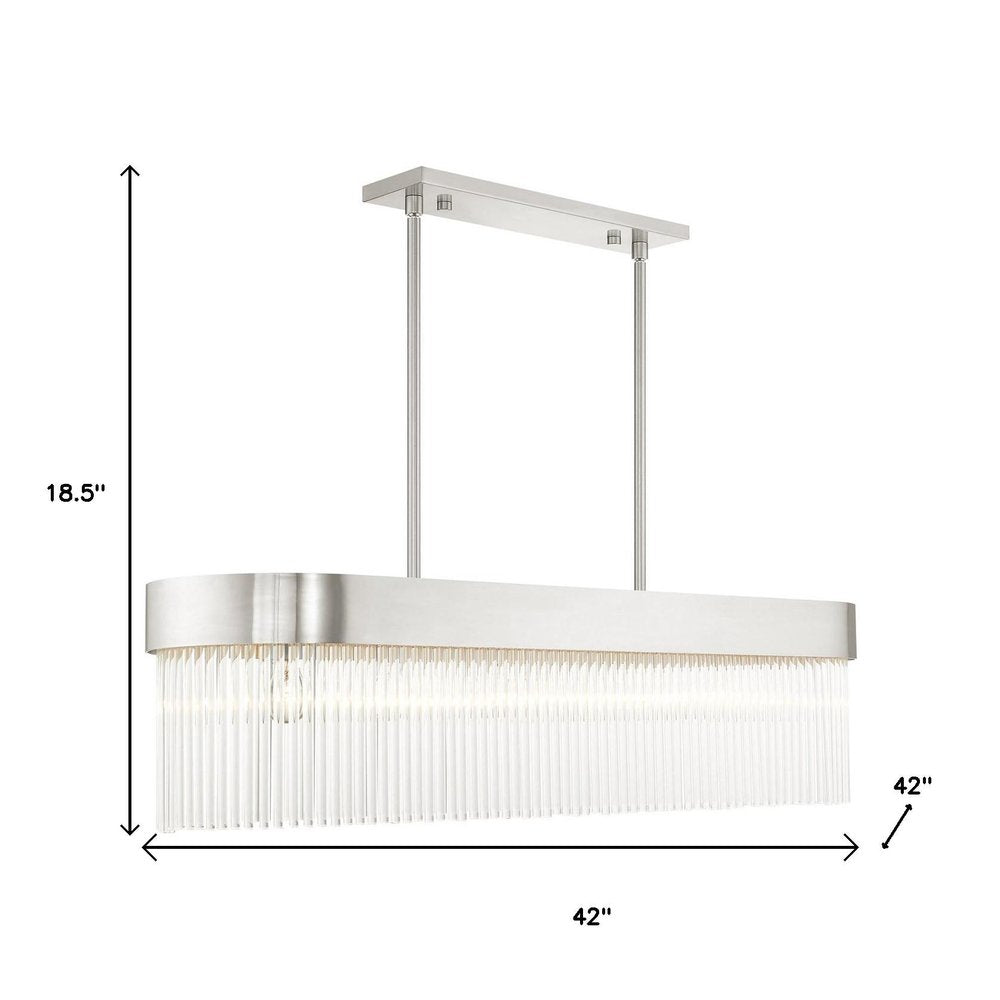 Nickel Six Light Metal Dimmable Chandelier With Shades