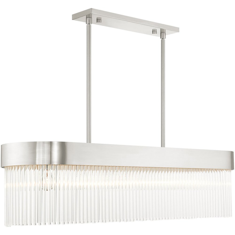 Nickel Six Light Metal Dimmable Chandelier With Shades