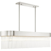 Nickel Six Light Metal Dimmable Chandelier With Shades