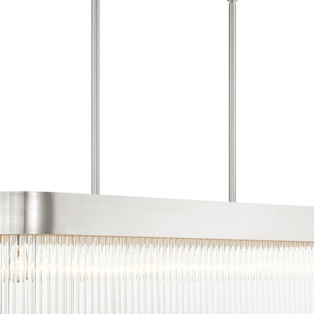 Nickel Six Light Metal Dimmable Chandelier With Shades