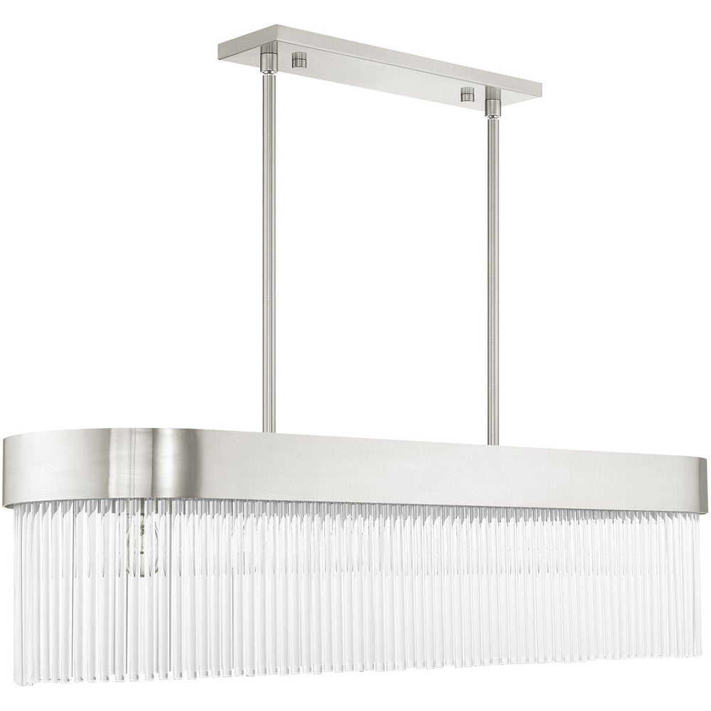 Nickel Six Light Metal Dimmable Chandelier With Shades