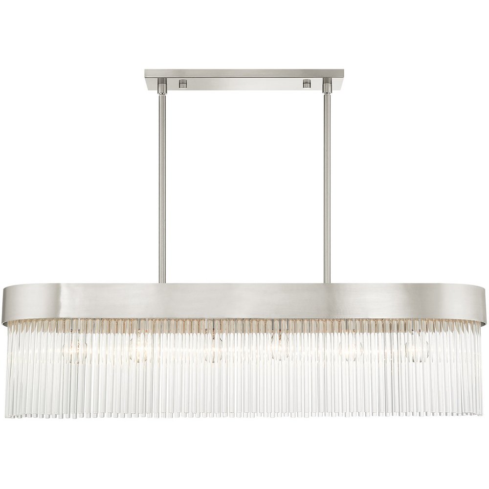 Nickel Six Light Metal Dimmable Chandelier With Shades