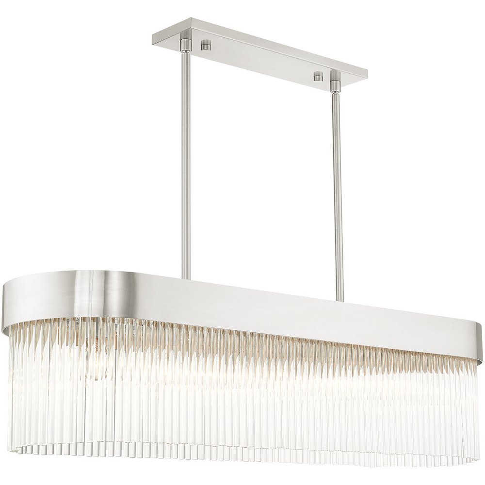 Nickel Six Light Metal Dimmable Chandelier With Shades