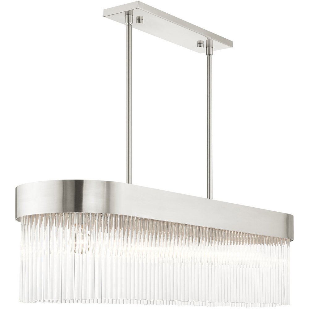 Nickel Six Light Metal Dimmable Chandelier With Shades
