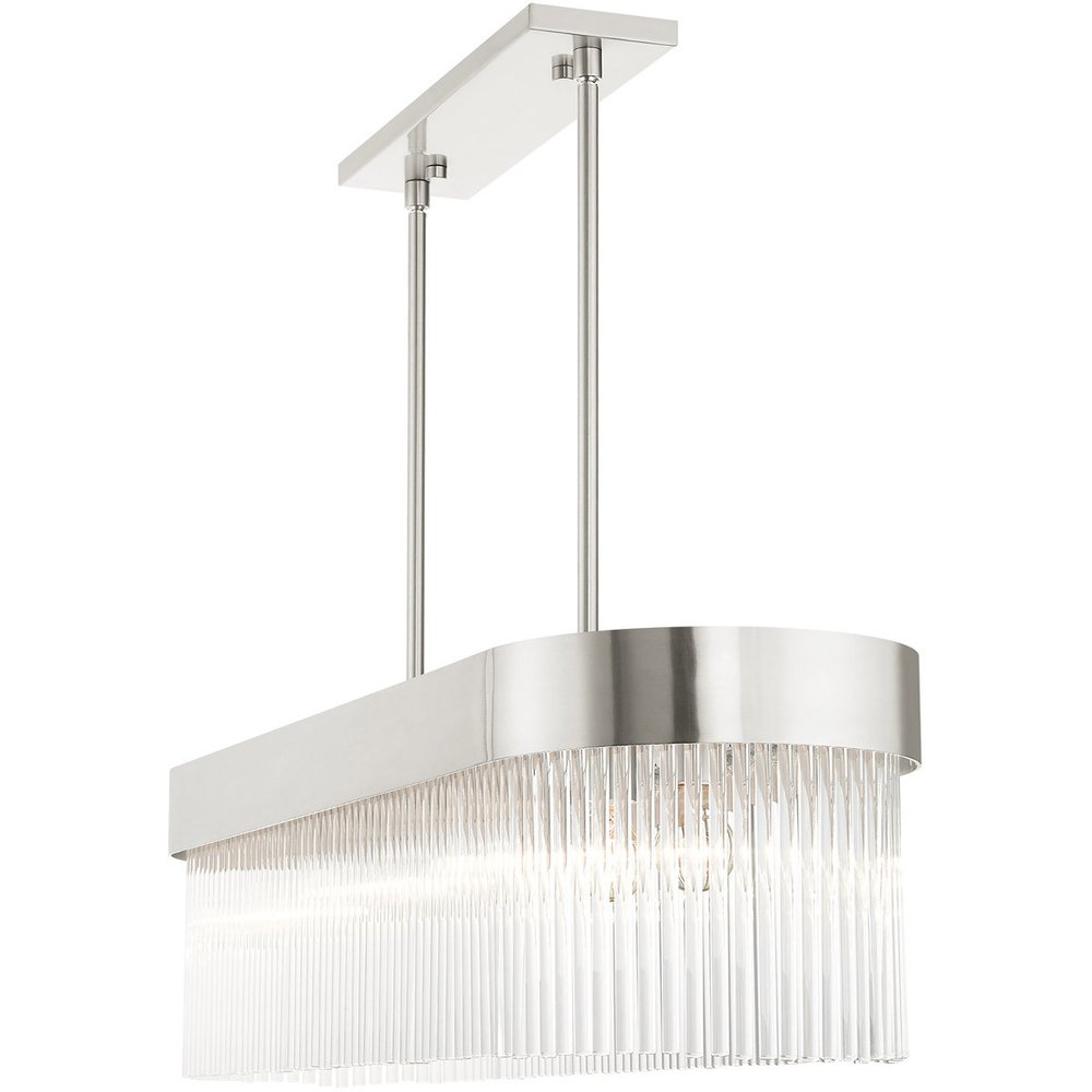 Nickel Six Light Metal Dimmable Chandelier With Shades