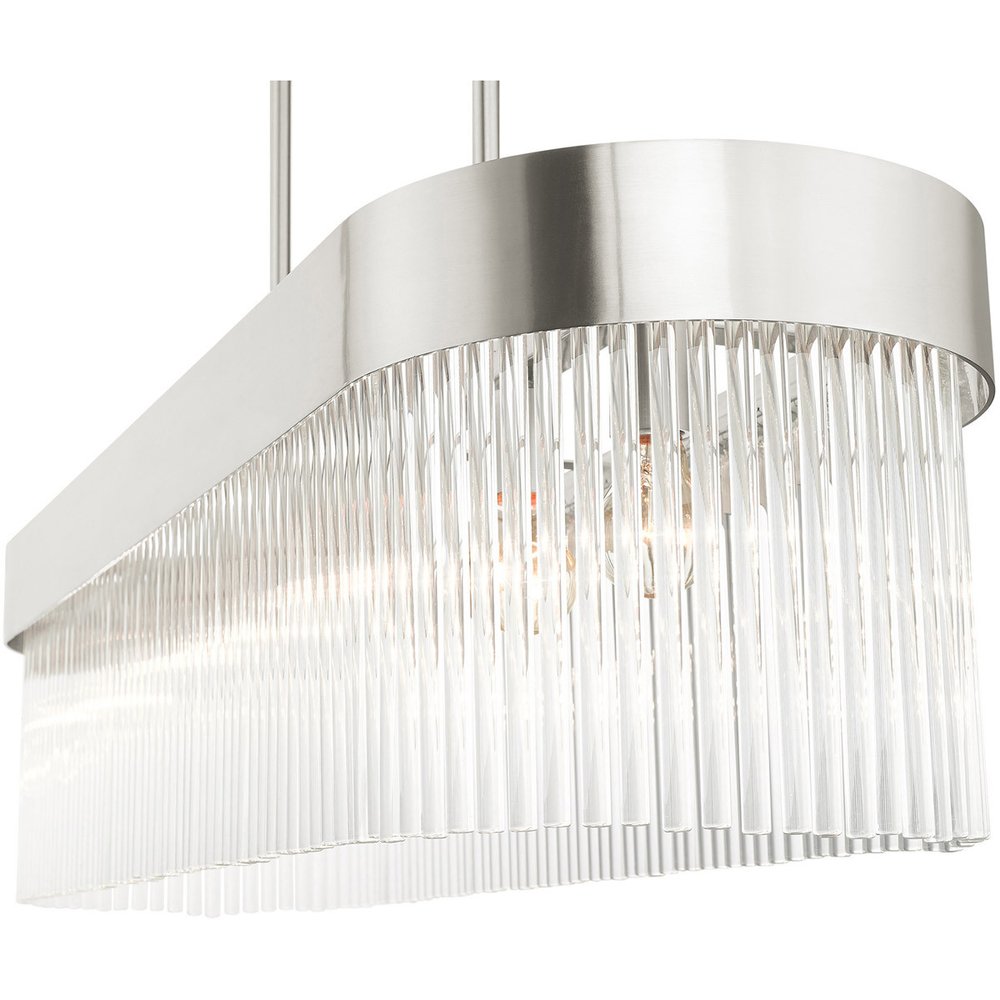 Nickel Six Light Metal Dimmable Chandelier With Shades