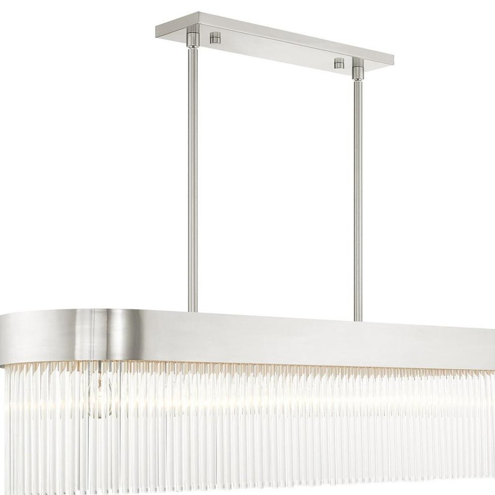 Nickel Six Light Metal Dimmable Chandelier With Shades