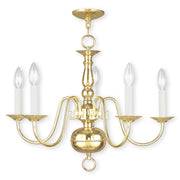 Brass Five Light Metal Dimmable Chandelier With Shades