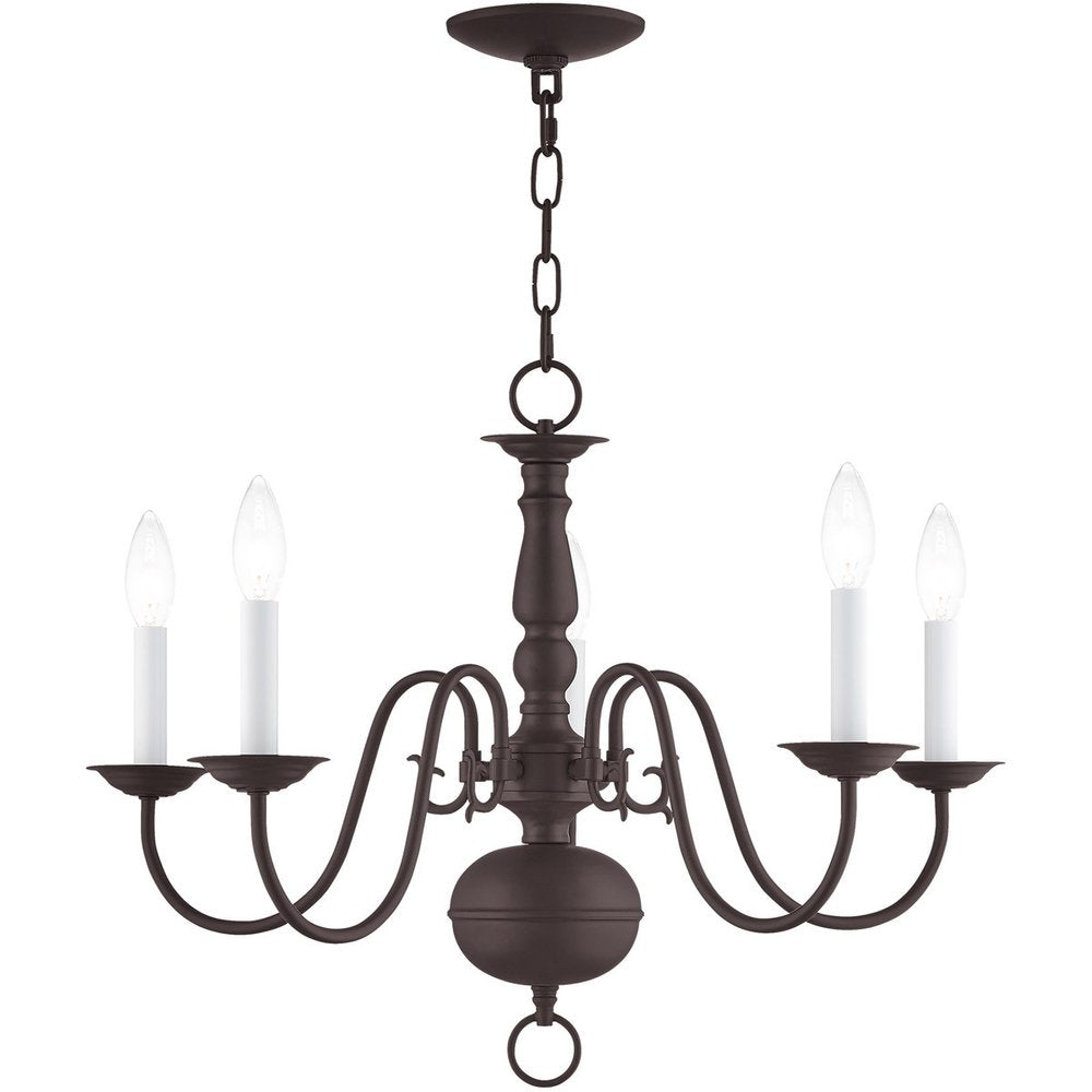 Bronze Five Light Metal Dimmable Chandelier With Shades