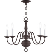 Bronze Five Light Metal Dimmable Chandelier With Shades