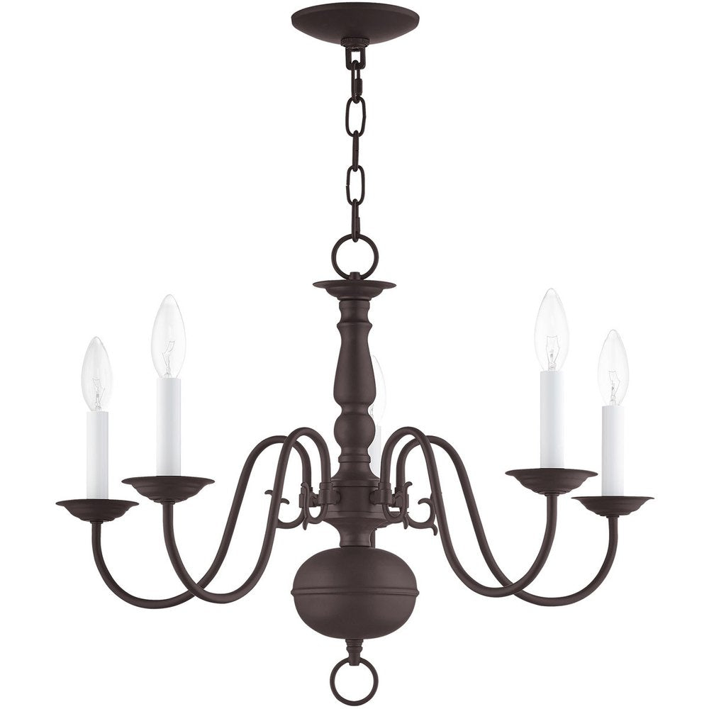Bronze Five Light Metal Dimmable Chandelier With Shades