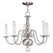 Nickel Five Light Metal Dimmable Chandelier With Shades