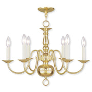 Brass Six Light Metal Dimmable Chandelier With Shades