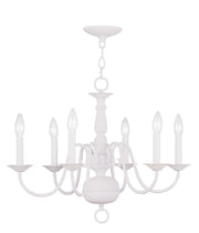 White Six Light Metal Dimmable Chandelier With Shades