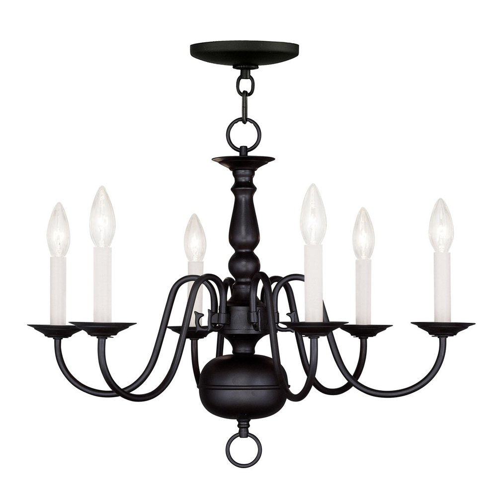 Black Six Light Metal Dimmable Chandelier With Shades