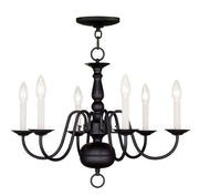 Black Six Light Metal Dimmable Chandelier With Shades