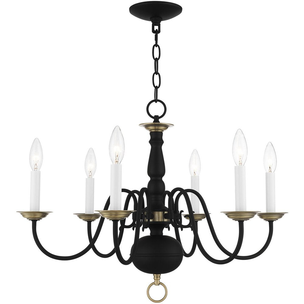 Black Six Light Metal Dimmable Chandelier With Shades