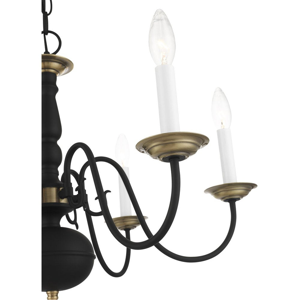 Black Six Light Metal Dimmable Chandelier With Shades