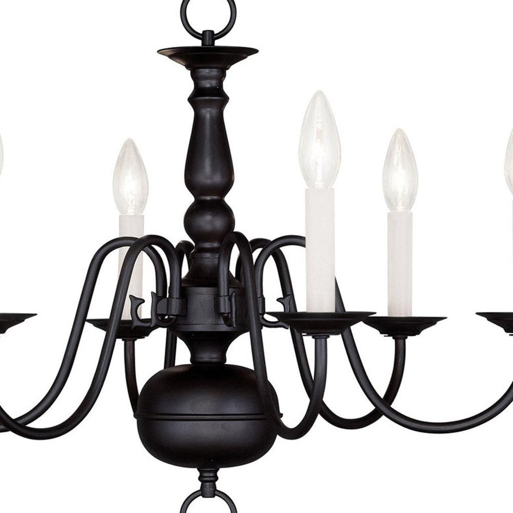 Black Six Light Metal Dimmable Chandelier With Shades