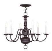 Bronze Six Light Metal Dimmable Chandelier With Shades