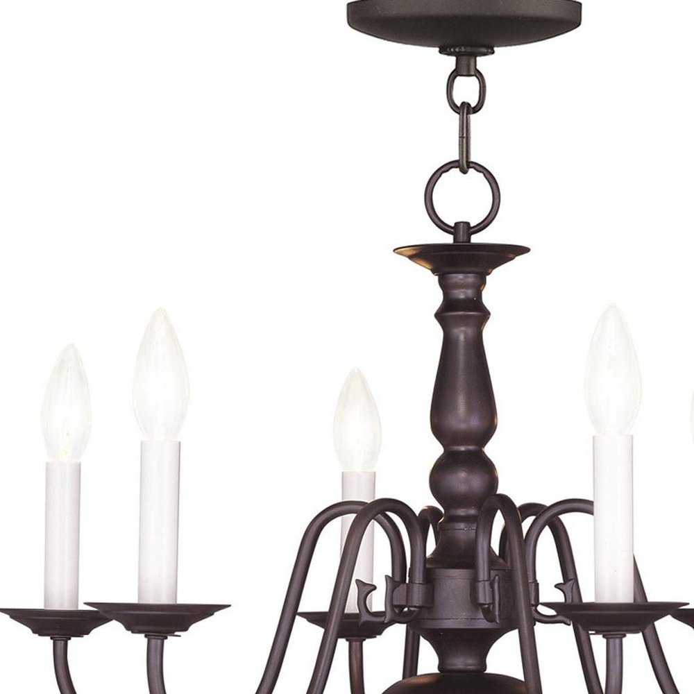 Bronze Six Light Metal Dimmable Chandelier With Shades