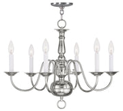 Nickel Six Light Metal Dimmable Chandelier With Shades