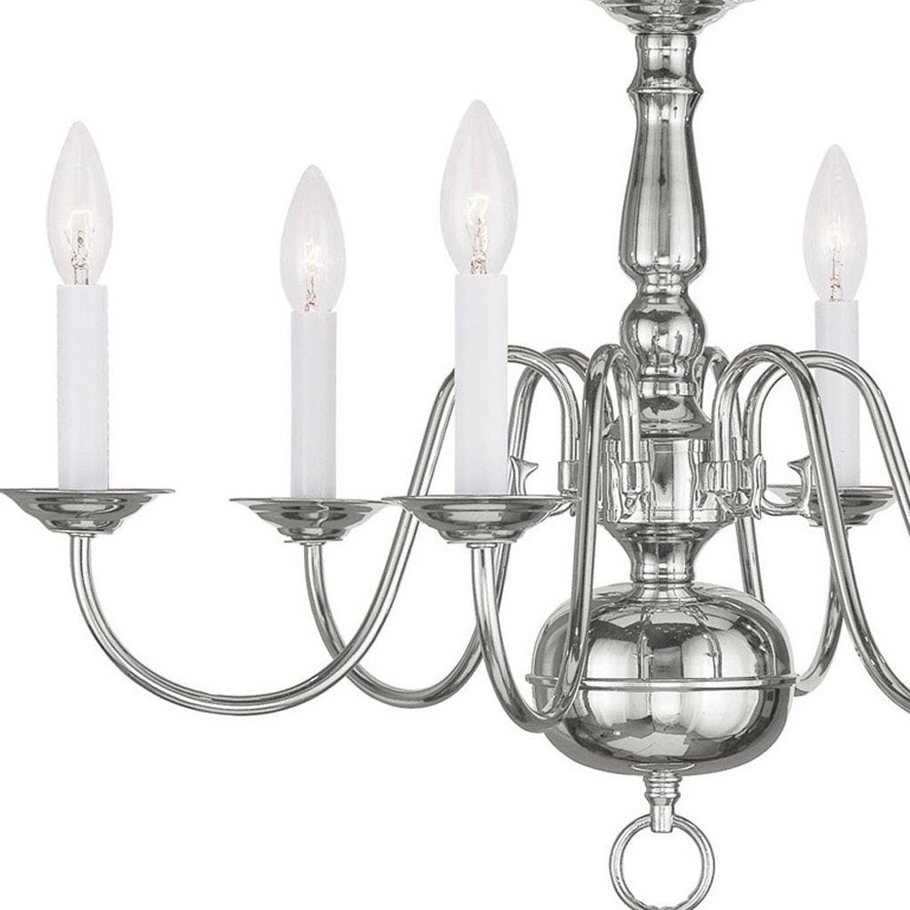 Nickel Six Light Metal Dimmable Chandelier With Shades