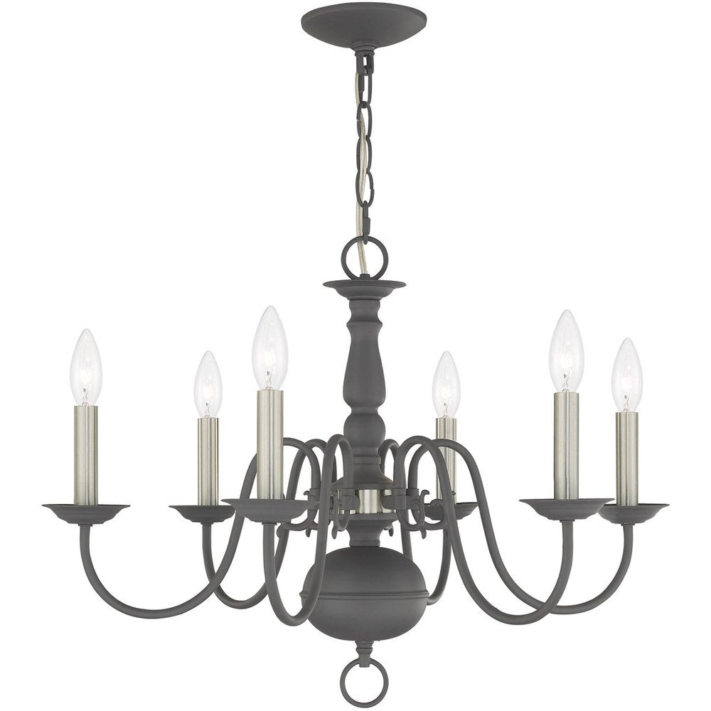 Gray Six Light Metal Dimmable Chandelier With Shades