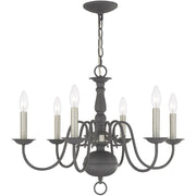 Gray Six Light Metal Dimmable Chandelier With Shades
