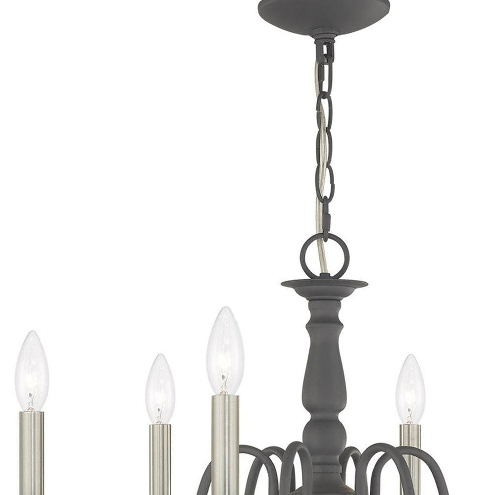 Gray Six Light Metal Dimmable Chandelier With Shades