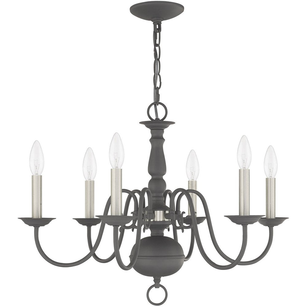 Gray Six Light Metal Dimmable Chandelier With Shades