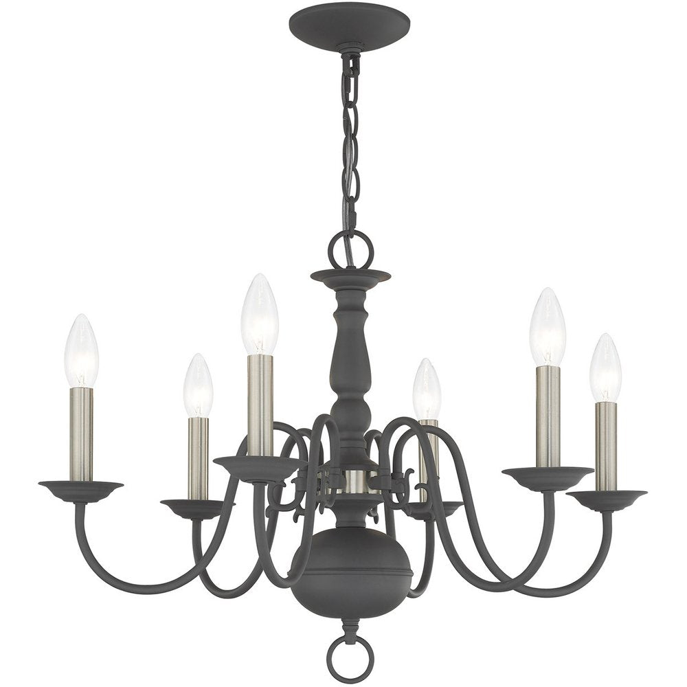 Gray Six Light Metal Dimmable Chandelier With Shades