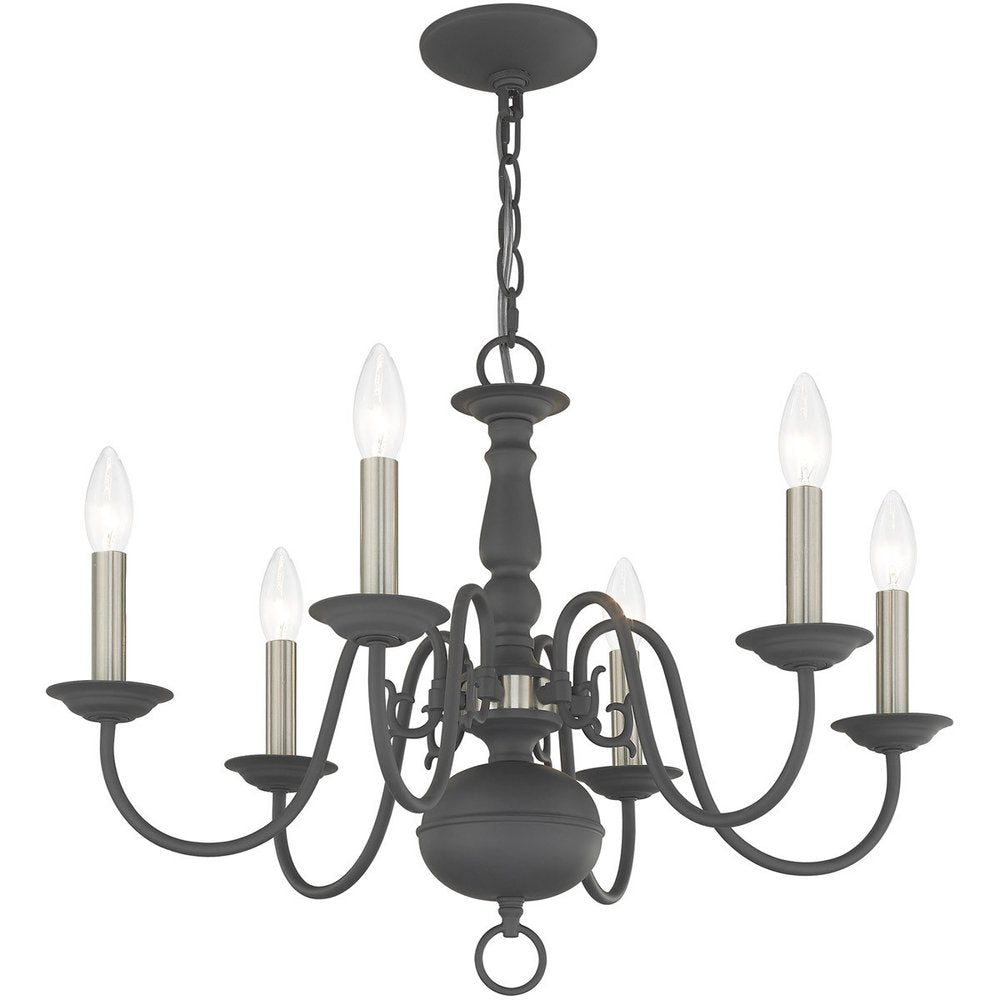 Gray Six Light Metal Dimmable Chandelier With Shades