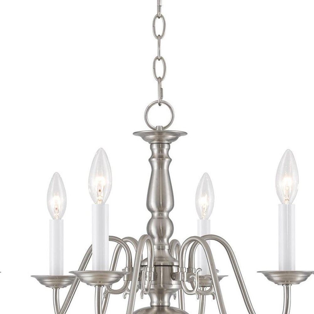Nickel Six Light Metal Dimmable Chandelier With Shades