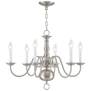 Nickel Six Light Metal Dimmable Chandelier With Shades