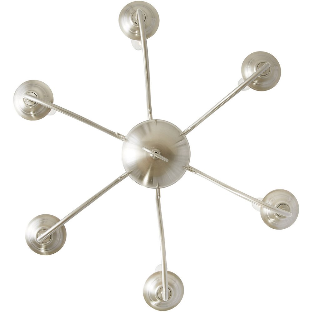 Nickel Six Light Metal Dimmable Chandelier With Shades