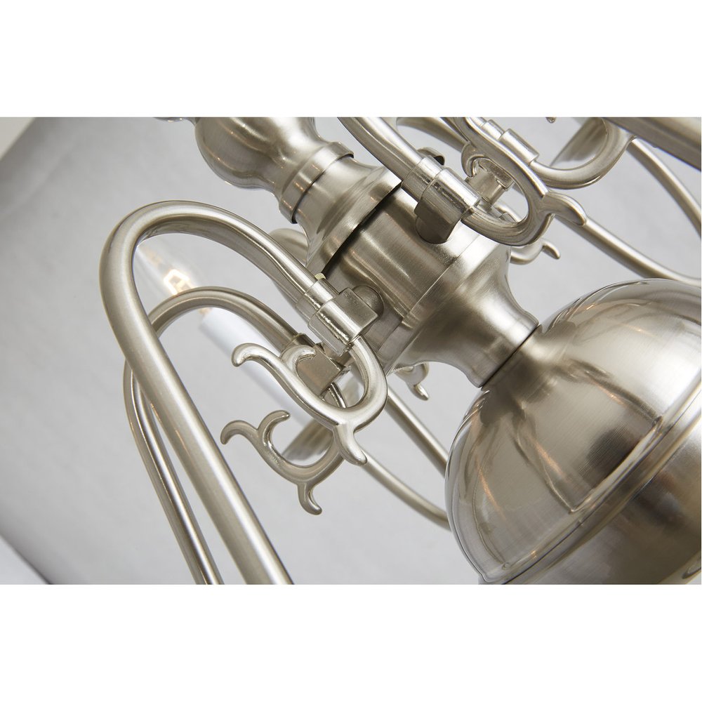 Nickel Six Light Metal Dimmable Chandelier With Shades