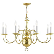 Brass Eight Light Metal Dimmable Chandelier With Shades